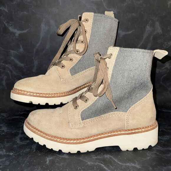 Bionica Derinda Waterproof Combat Lace Up Boot Ivory Cream Gray Women’s Size 7M - Picture 1 of 9